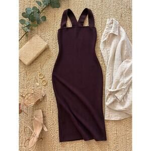 Express Body Contour Midi Dress Small Eggplant Bodycon Stretch Sleeveless